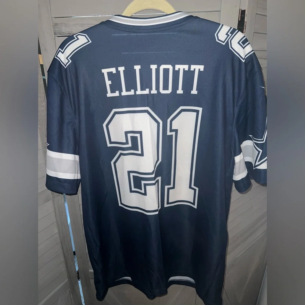 🏈 NFL Nike Dri-Fit Ezekiel Elliott #22 Dallas Cowboys Blue and White Men’s Sz L - Picture 2 of 4